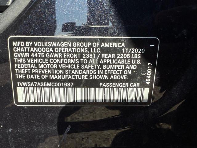 1VWSA7A35MC001637 - 2021 VOLKSWAGEN PASSAT SE BLACK photo 10