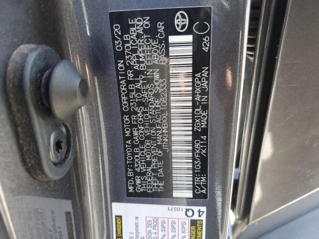 JTNKHMBXXL1082333 - 2020 TOYOTA C-HR XLE GRAY photo 12