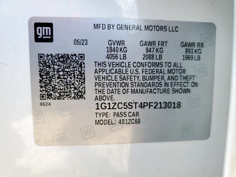1G1ZC5ST4PF213018 - 2023 CHEVROLET MALIBU LS თეთრი ფოტო 13