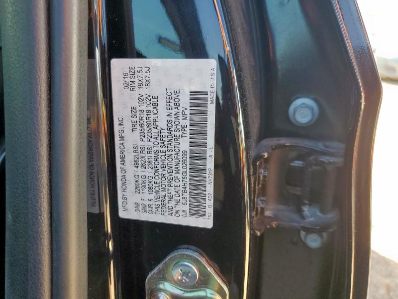 5J8TB4H75GL026099 - 2016 ACURA RDX ADVANCE BLACK photo 12