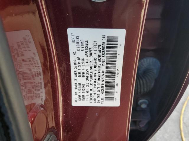 1HGCR2F34HA232480 - 2017 HONDA ACCORD LX 勃艮第红 照片 12