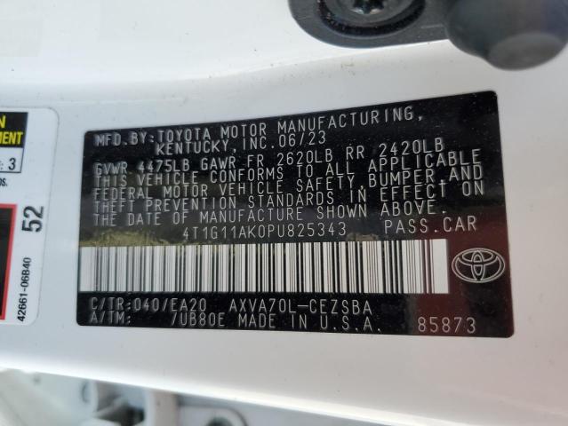 4T1G11AK0PU825343 - 2023 TOYOTA CAMRY SE NIGHT SHADE WHITE photo 13
