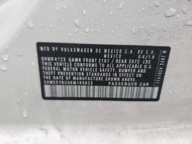 3VWE57BU6KM189833 - 2019 VOLKSWAGEN JETTA SEL Beyaz fotoğraf 13