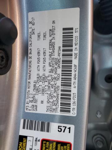 3TMCZ5AN5HM077658 - 2017 TOYOTA TACOMA DOUBLE CAB 银色 照片 12