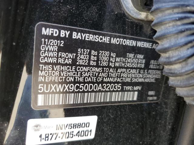 5UXWX9C50D0A32035 - 2013 BMW X3 XDRIVE28I BLACK photo 12