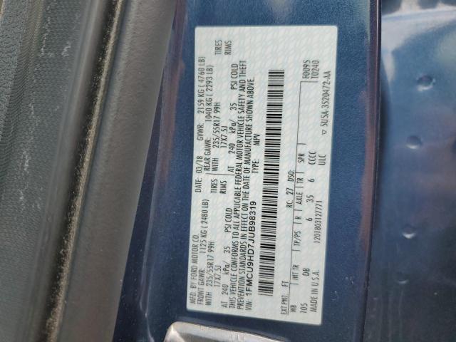 1FMCU9HD7JUB98319 - 2018 FORD ESCAPE SEL ლურჯი ფოტო 14