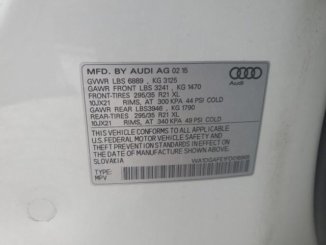 WA1DGAFE1FD016905 - 2015 AUDI Q7 PRESTIGE 白色 照片 13