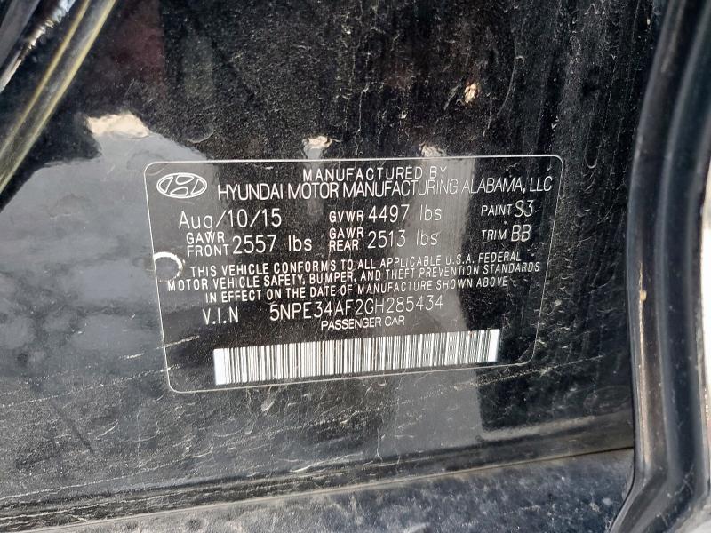 5NPE34AF2GH285434 - 2016 HYUNDAI SONATA SPORT BLACK photo 12