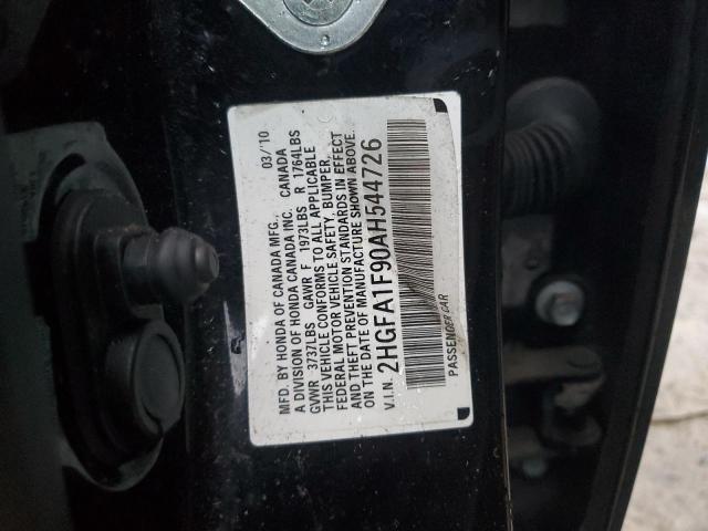 2HGFA1F90AH544726 - 2010 HONDA CIVIC EXL შავი ფოტო 12