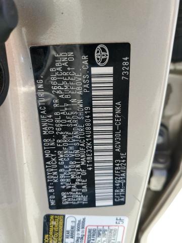 4T1BE32K14U880419 - 2004 TOYOTA CAMRY LE TAN photo 12