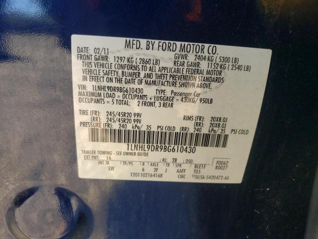 1LNHL9DR9BG610430 - 2011 LINCOLN MKS 蓝色 照片 12