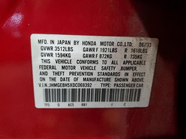 JHMGE8H5XDC069392 - 2013 HONDA FIT SPORT Rouge photo 13