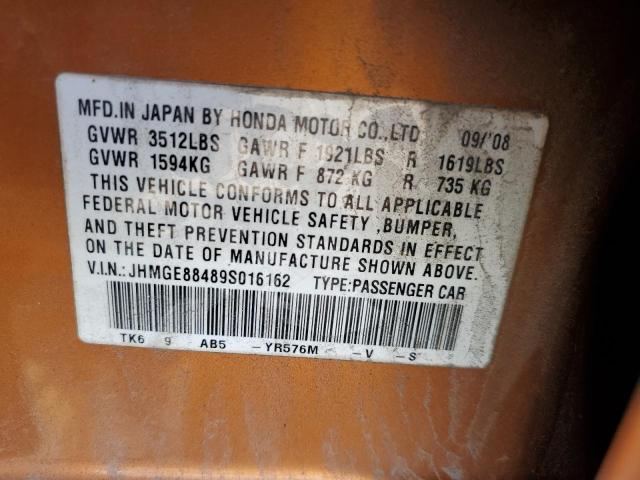 JHMGE88489S016162 - 2009 HONDA FIT SPORT 橙色 照片 12