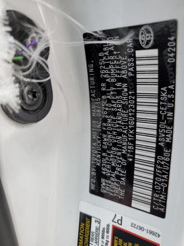 4T1BF1FK1GU123021 - 2016 TOYOTA CAMRY LE WHITE photo 12