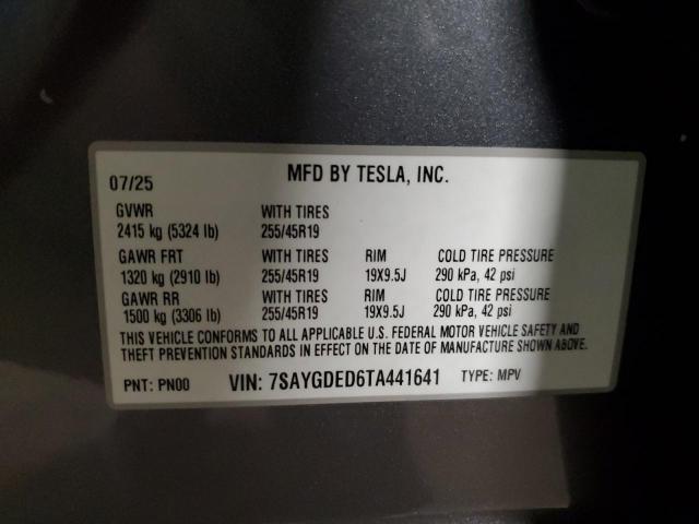 7SAYGDED6TA441641 - 2026 TESLA MODEL Y GRAY photo 13