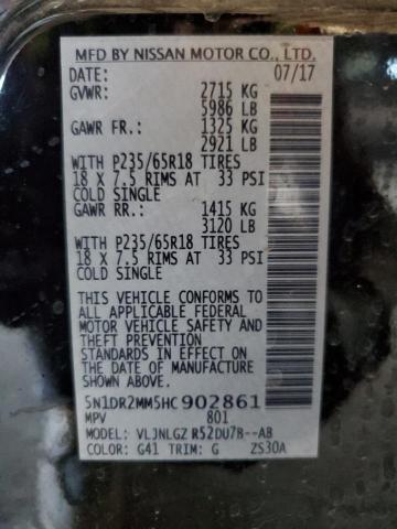5N1DR2MM5HC902861 - 2017 NISSAN PATHFINDER S შავი ფოტო 13