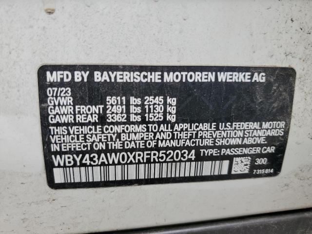 WBY43AW0XRFR52034 - 2024 BMW I4 EDRIVE 35 WHITE photo 12
