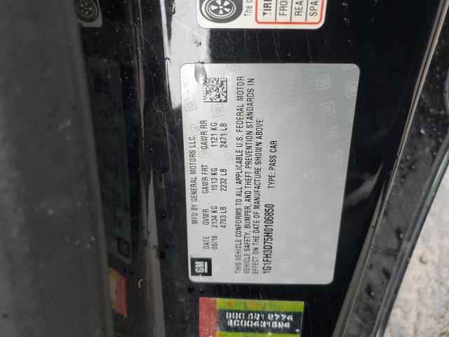 1G1FH3D75H0106850 - 2017 CHEVROLET CAMARO SS BLACK photo 12