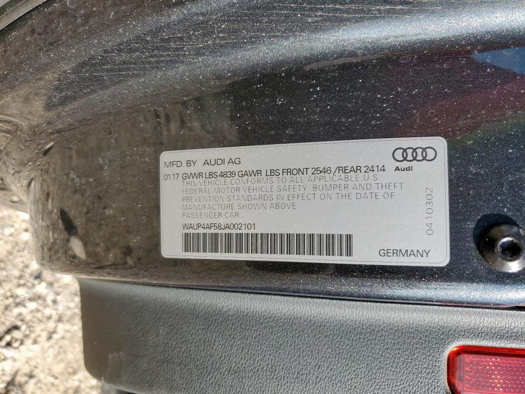 WAUP4AF58JA002101 - 2018 AUDI S5 PREMIUM PLUS Темно-сірий фото 13