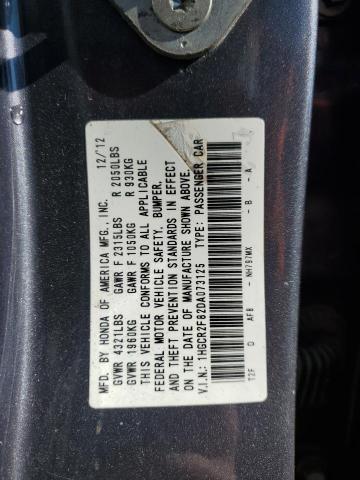 1HGCR2F82DA073125 - 2013 HONDA ACCORD EXL გრაფიტი ფოტო 12