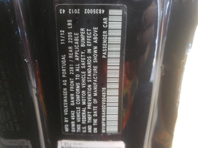 WVWFW8AH0DV004876 - 2013 VOLKSWAGEN EOS LUX 黑色 照片 12