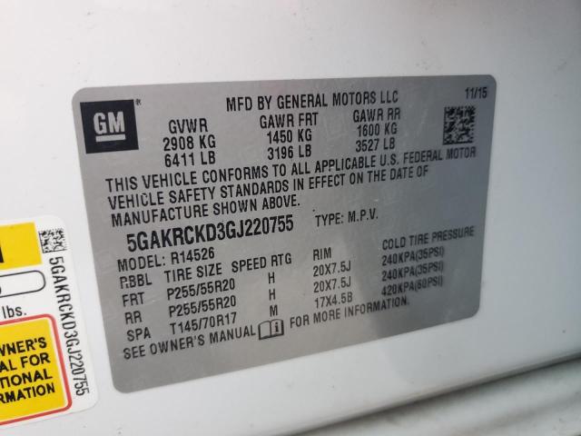 5GAKRCKD3GJ220755 - 2016 BUICK ENCLAVE WHITE photo 13