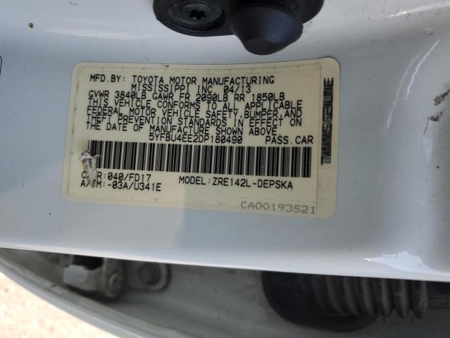 5YFBU4EE2DP180490 - 2013 TOYOTA COROLLA BASE أبيض صورة 12