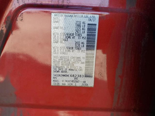 5N1DR2MM0HC682383 - 2017 NISSAN PATHFINDER S RED photo 13