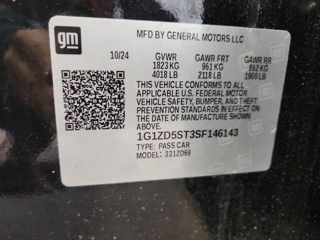 1G1ZD5ST3SF146143 - 2025 CHEVROLET MALIBU LT BLACK photo 13