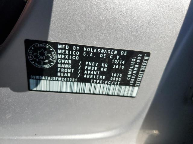 3VWDA7AJ3FM241231 - 2015 VOLKSWAGEN JETTA TDI SILVER photo 12