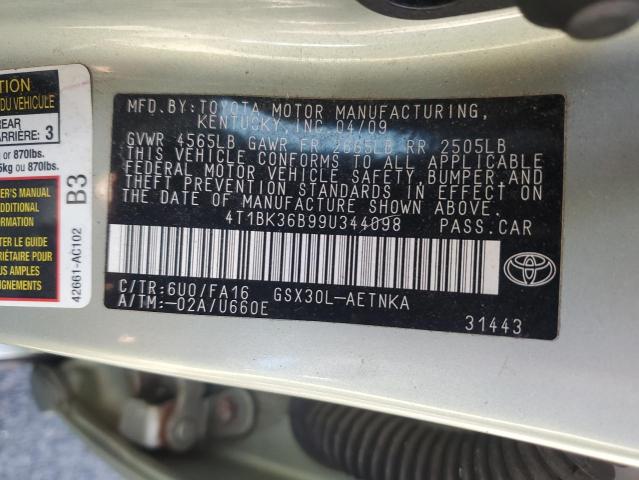 4T1BK36B99U344098 - 2009 TOYOTA AVALON XL SILVER photo 12