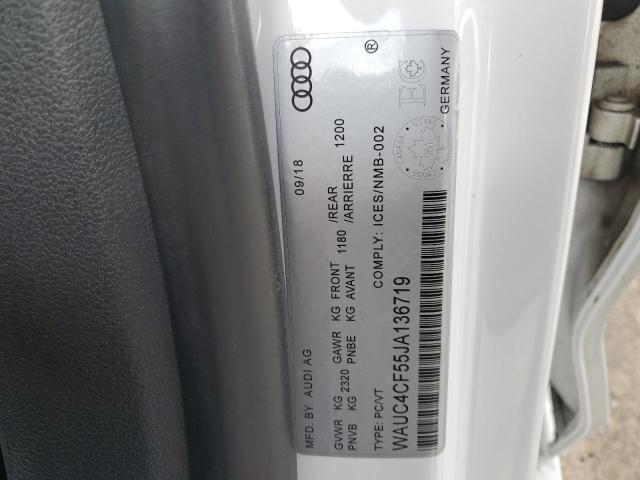 WAUC4CF55JA136719 - 2018 AUDI S5 PRESTIGE WHITE photo 12