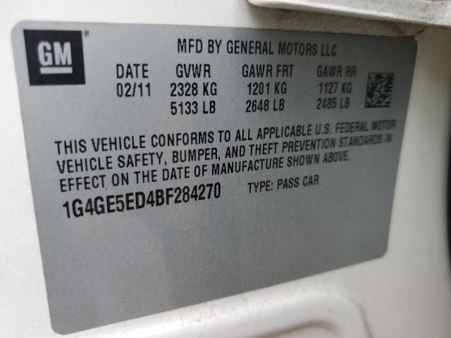 1G4GE5ED4BF284270 - 2011 BUICK LACROSSE CXS Blanco foto 12