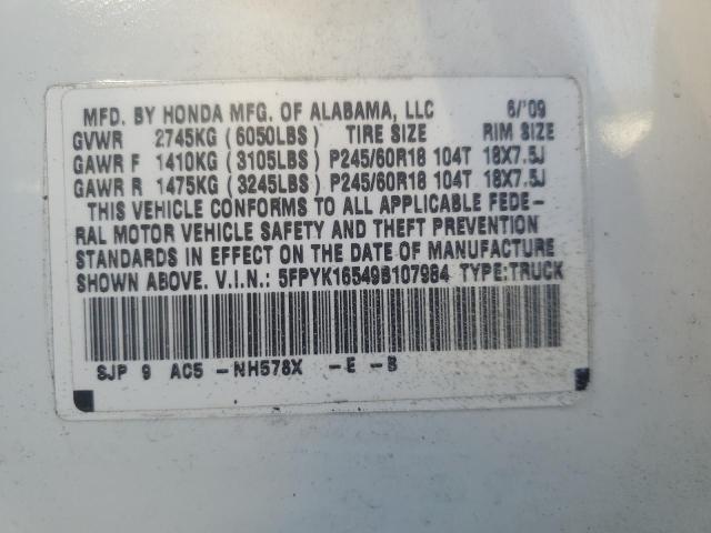 5FPYK16549B107984 - 2009 HONDA RIDGELINE RTL Ağ foto 13