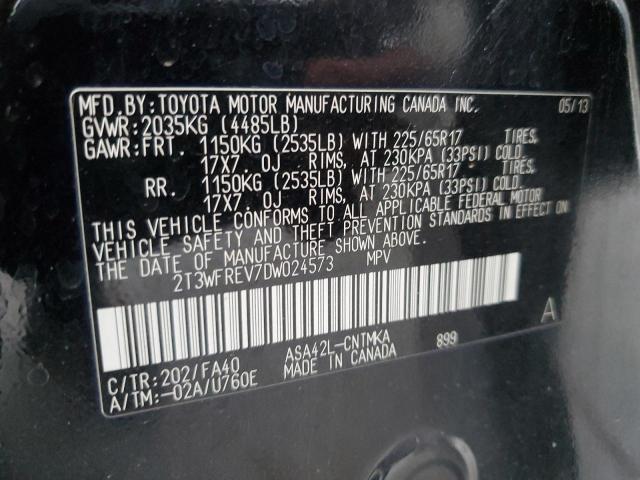 2T3WFREV7DW024573 - 2013 TOYOTA RAV4 XLE BLACK photo 14