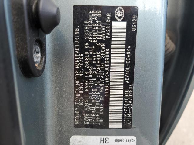 4T1BE46K49U899098 - 2009 TOYOTA CAMRY BASE TEAL photo 12