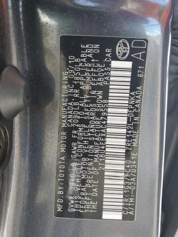 2T1BU4EEXAC479558 - 2010 TOYOTA COROLLA BASE 石墨色 照片 12