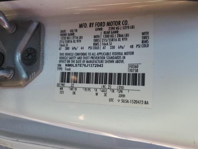 NM0LS7E76J1372943 - 2018 FORD TRANSIT CO XL 白色 照片 13