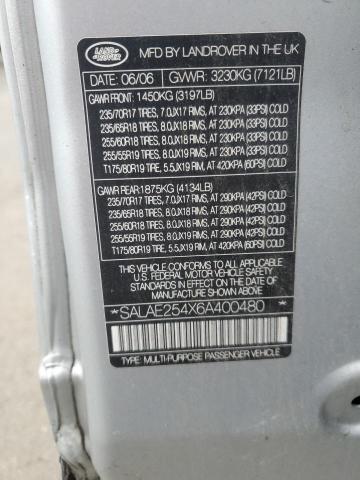 SALAE254X6A400480 - 2006 LAND ROVER LR3 SE فضي صورة 13