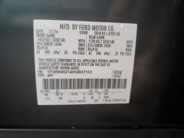 1FM5K8GT4HGB37133 - 2017 FORD EXPLORER SPORT BLACK photo 13