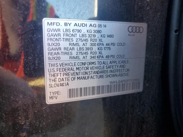 WA1LGAFE0FD001002 - 2015 AUDI Q7 PREMIUM PLUS BLACK photo 13