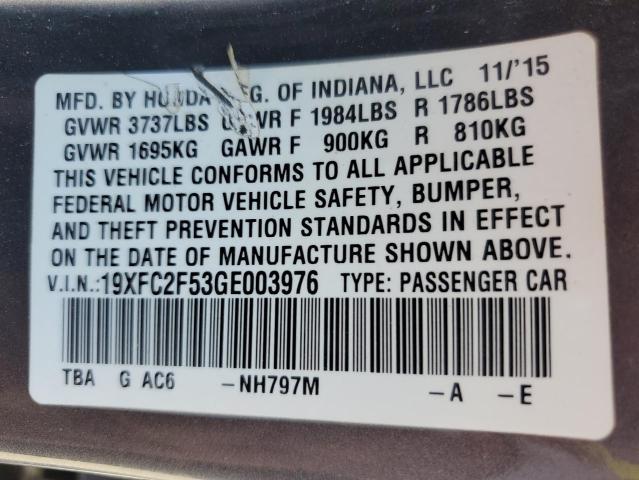 19XFC2F53GE003976 - 2016 HONDA CIVIC LX ნაცრისფერი ფოტო 13