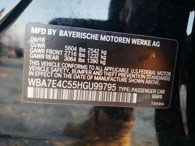 WBA7E4C55HGU99795 - 2017 BMW 740 XI BLACK photo 12