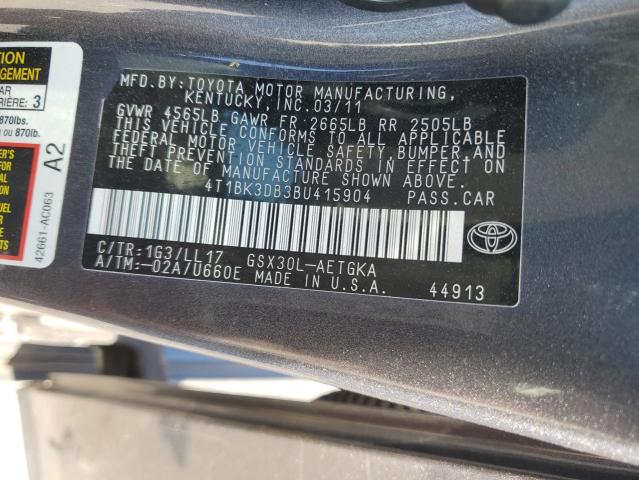 4T1BK3DB3BU415904 - 2011 TOYOTA AVALON BASE 灰色 照片 13