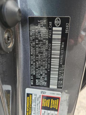 4T4BF3EK7AR058430 - 2010 TOYOTA CAMRY BASE GRAY photo 13