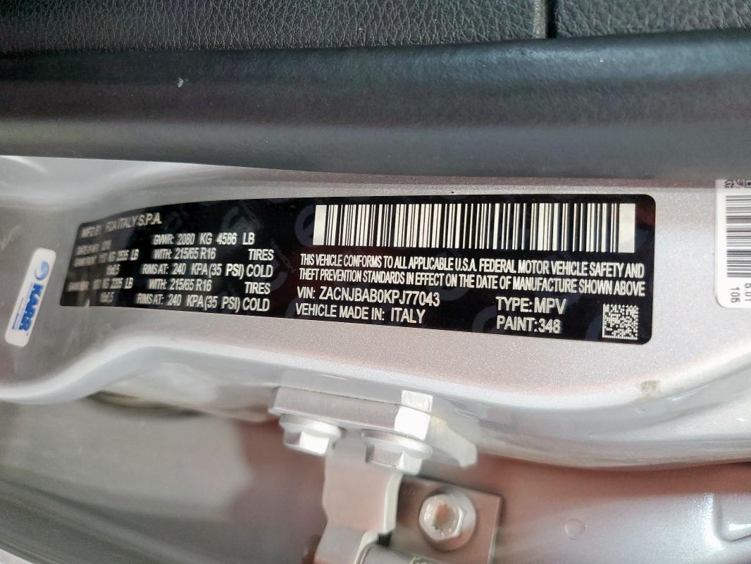 ZACNJBAB0KPJ77043 - 2019 JEEP RENEGADE SPORT Plata foto 13