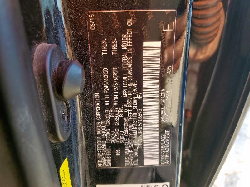 JTEZU5JR8F5106693 - 2015 TOYOTA 4RUNNER SR5 BLACK photo 14