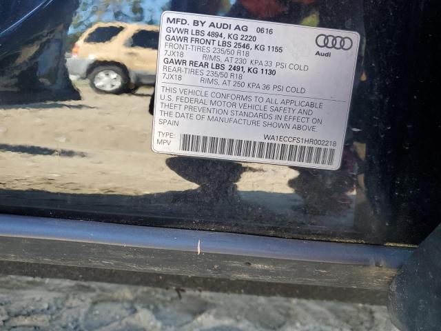 WA1ECCFS1HR002218 - 2017 AUDI Q3 PREMIUM BLACK photo 13