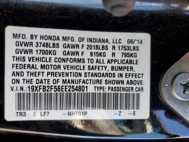 19XFB2F56EE254801 - 2014 HONDA CIVIC LX BLACK photo 12