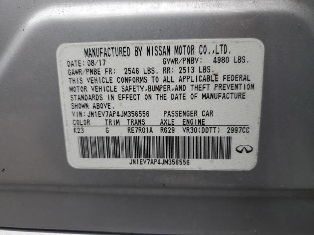 JN1EV7AP4JM356556 - 2018 INFINITI Q50 LUXE Srebrny zdjęcie 12